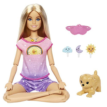 Barbie Self-Care Series, Rise and Relax, 1x Puppe mit blonden Haaren, 6 Meditationsmethoden, Tag- und Nachtmodus, Hund, Zubehör, Geschenk für Kinder, Spielzeug ab 3 Jahre,HHX64 im Sale